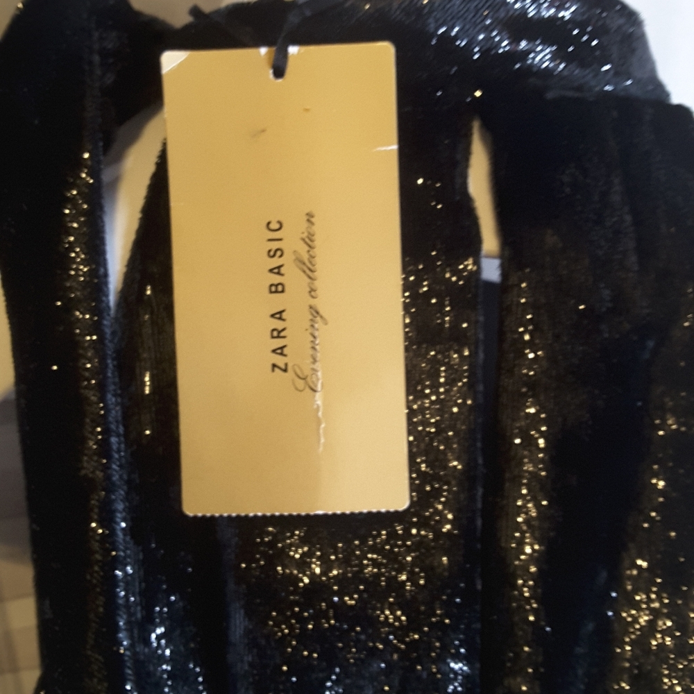 Zara Basic Evening Collection Metallic Velvet Sle… - image 4